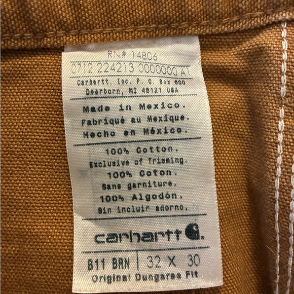 Carhartt Pants Original Loose Straight Dungaree Fit 32x30 Brown - Picture 9 of 9
